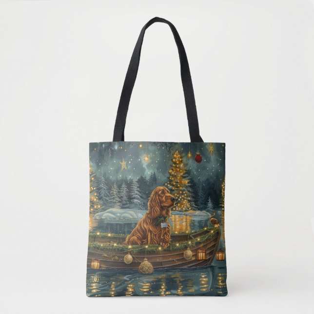 Irish Red Setter Christmas Festive Voyage Tote Bag (Front)