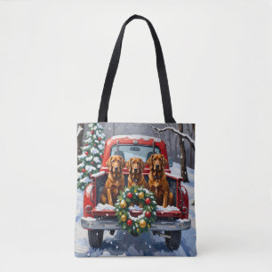 Irish Red Setter Christmas Red Truck Holiday Tote Bag