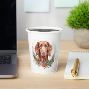 Irish Red Setter Christmas Wreath Festive Pup  Paper Cups