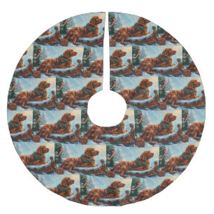 Irish Red Setter Dog Christmas Festive Brushed Polyester Tree Skirt