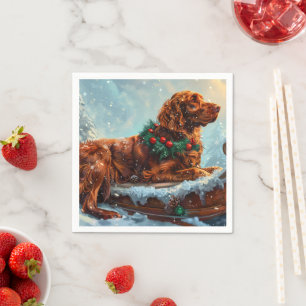 Irish Red Setter Dog Christmas Festive Napkin