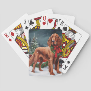 Irish Red Setter Dog in Snow Christmas Playing Cards