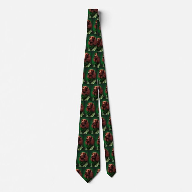 Irish Red Setter Dog in St. Patrick's Day Dress Tie (Front)