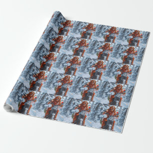Irish Red Setter Dog Riding Motorcycle Christmas Wrapping Paper