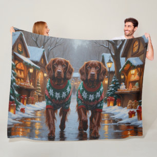 Irish Red Setter Dogs Christmas Snow Holiday Fleece Blanket