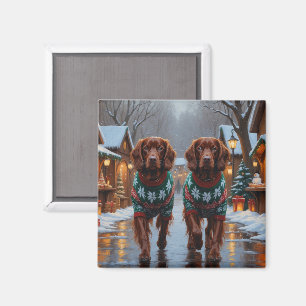 Irish Red Setter Dogs Christmas Snow Holiday Magnet