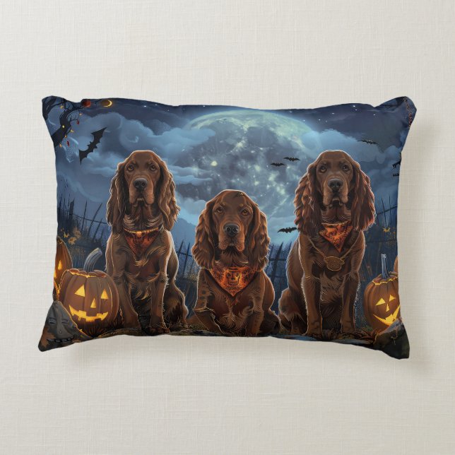 Irish Red Setter Halloween Spooky Decorative Cushion (Back)