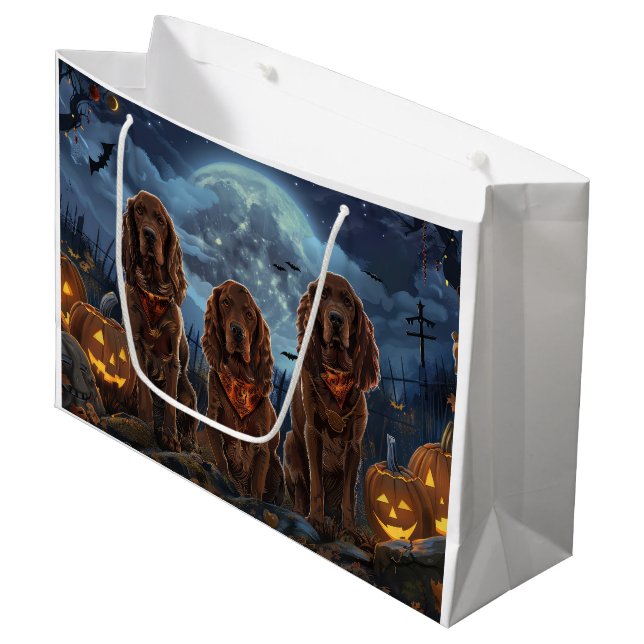 Irish Red Setter Halloween Spooky Large Gift Bag (Front Angled)