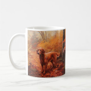 Irish Red Setter in Autumn Leaves Fall Inspire  Coffee Mug