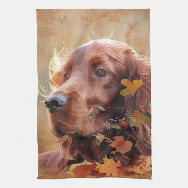 Irish Red Setter, Irish Setter Tea Towel (Vertical)