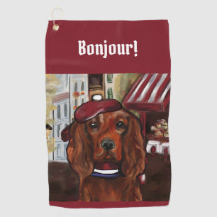 Irish Red Setter    Postcard Golf Towel