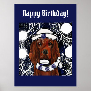 Irish Red Setter Postcard Poster