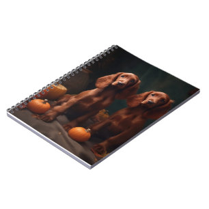 Irish Red Setter Puppy Autumn Delight Pumpkin Notebook
