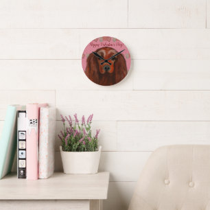 Irish Red Setter Round Clock