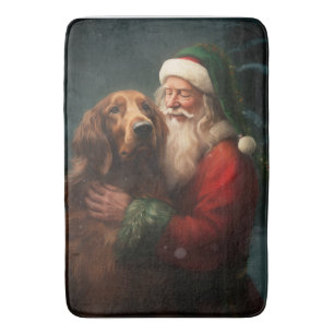 Irish Red Setter Santa Claus Festive Christmas Bath Mat