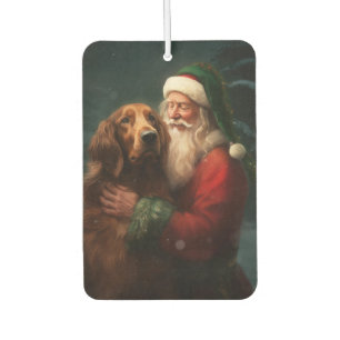 Irish Red Setter Santa Claus Festive Christmas Car Air Freshener
