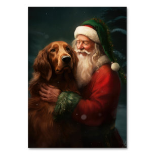 Irish Red Setter Santa Claus Festive Christmas Table Number