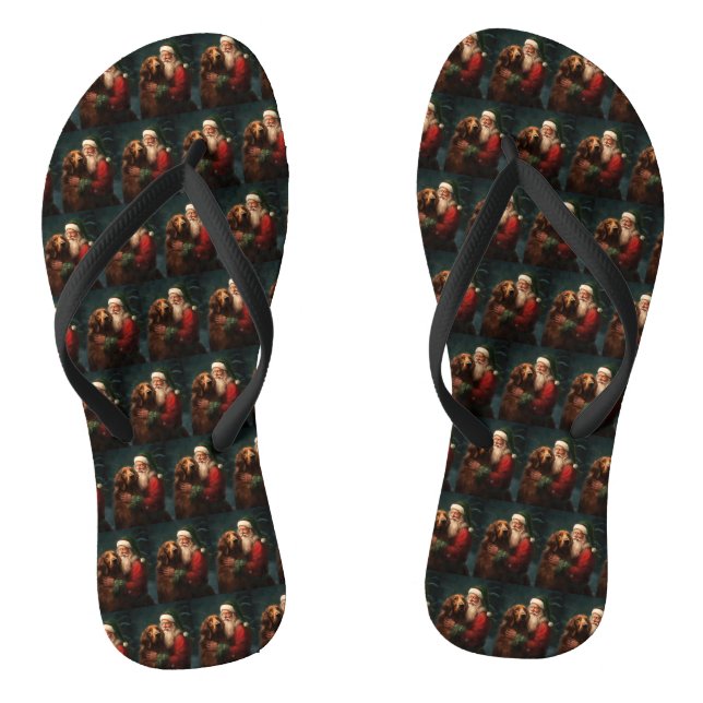 Irish Red Setter Santa Claus Festive Christmas Thongs (Footbed)