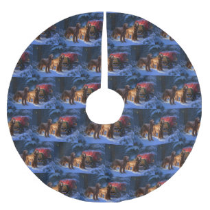 Irish Red Setter Snowy Sleigh Christmas Decor  Brushed Polyester Tree Skirt