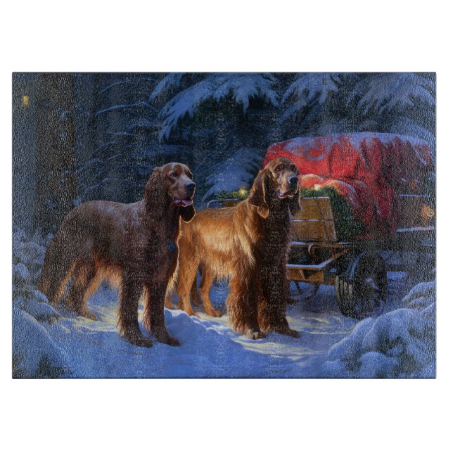 Irish Red Setter Snowy Sleigh Christmas Decor  Cutting Board (Front)