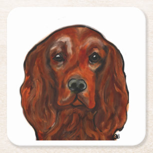 Irish Red Setter Square Paper Coaster