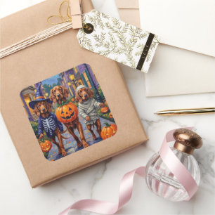 Irish Red Setter Trick-or-Treating Halloween Square Sticker