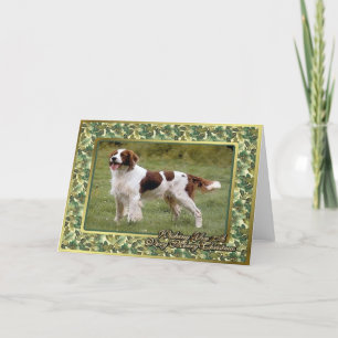 Irish Red & White Setter Dog Blank Christmas Card