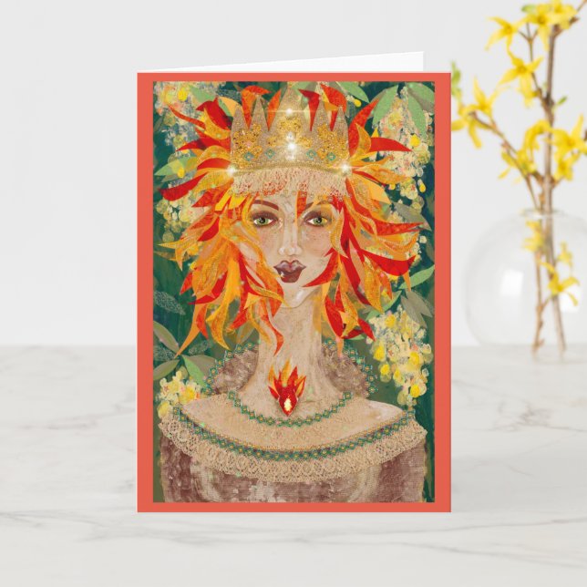 Irish Redhead Ginger Goddess Eire Card (Yellow Flower)
