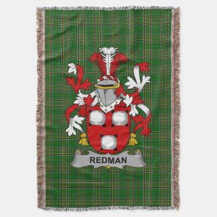 Irish Redman Coat of Arms Family Crest Ireland Throw Blanket