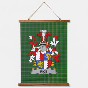Irish Rice Coat of Arms Family Crest Hanging Tapestry