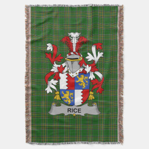 Irish Rice Coat of Arms Family Crest Ireland Throw Blanket