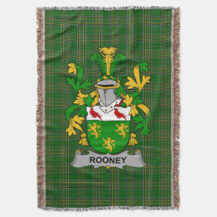Irish Rooney or O_Rooney Coat of Arms Family Cre Throw Blanket