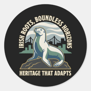 Irish Roots Boundless Horizons Sea Lion Classic Round Sticker