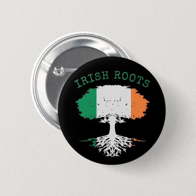 Irish Roots Family Tree  6 Cm Round Badge (Front & Back)