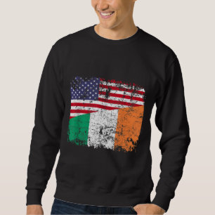 IRISH ROOTS Half American Flag IRELAND Sweatshirt