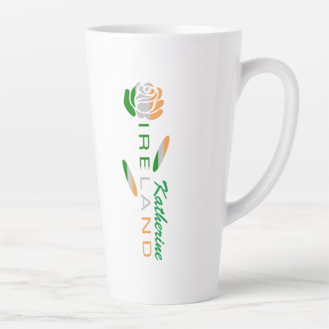 Irish Rose Flag Personalised Name  Latte Mug (Right)