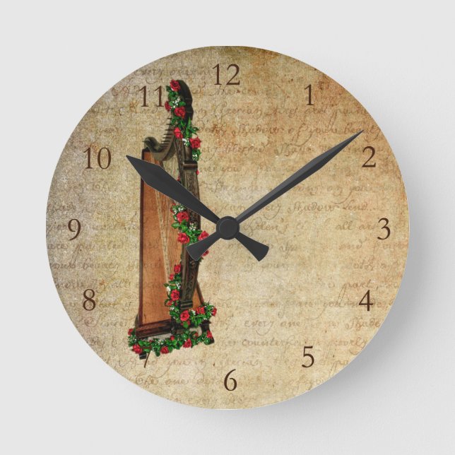 Irish Rose Harp Clock (Front)