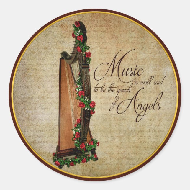 Irish Rose Harp Sticker (Front)
