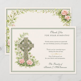 Irish Rose Shamrock Sympathy Thank You Card