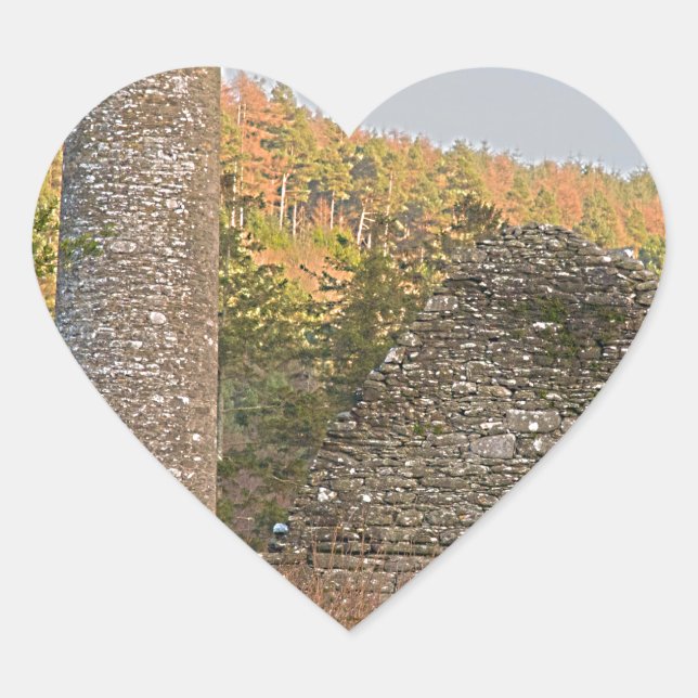 Irish Round Towers over 1,000 years old Heart Sticker (Front)