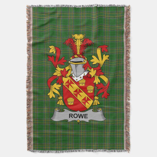  Irish Rowe Coat of Arms Family Crest Ireland Throw Blanket (Front Vertical)
