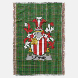 Irish Ruthven Coat of Arms Family Crest Ireland Throw Blanket