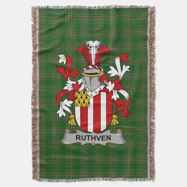  Irish Ruthven Coat of Arms Family Crest Ireland Throw Blanket (Front Vertical)