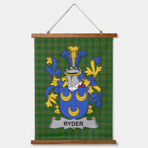 Irish Ryder Coat of Arms Family Crest Hanging Tapestry