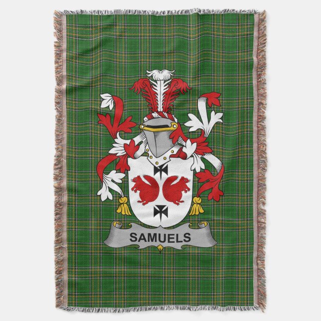  Irish Samuels Coat of Arms Family Crest Ireland Throw Blanket (Front Vertical)
