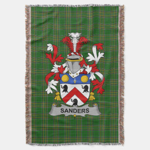 Irish Sanders Coat of Arms Family Crest Ireland Throw Blanket