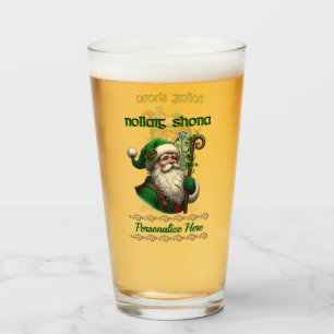 Irish Santa & Celtic Knot Christmas Personalised Glass
