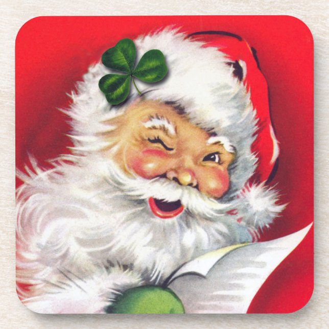 Irish Santa, Irish Christmas, Ireland, Irish  Coaster (Front)