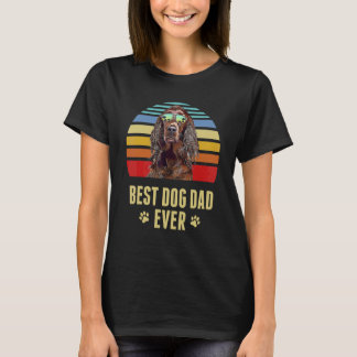 Irish Setter Best Dog Dad Ever Retro Sunset T-Shirt