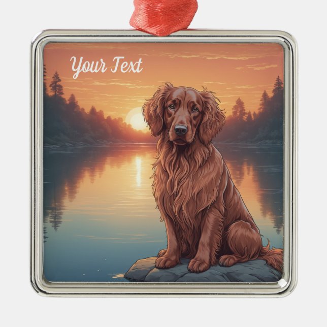 Irish Setter by Lake Metal Ornament (Front)